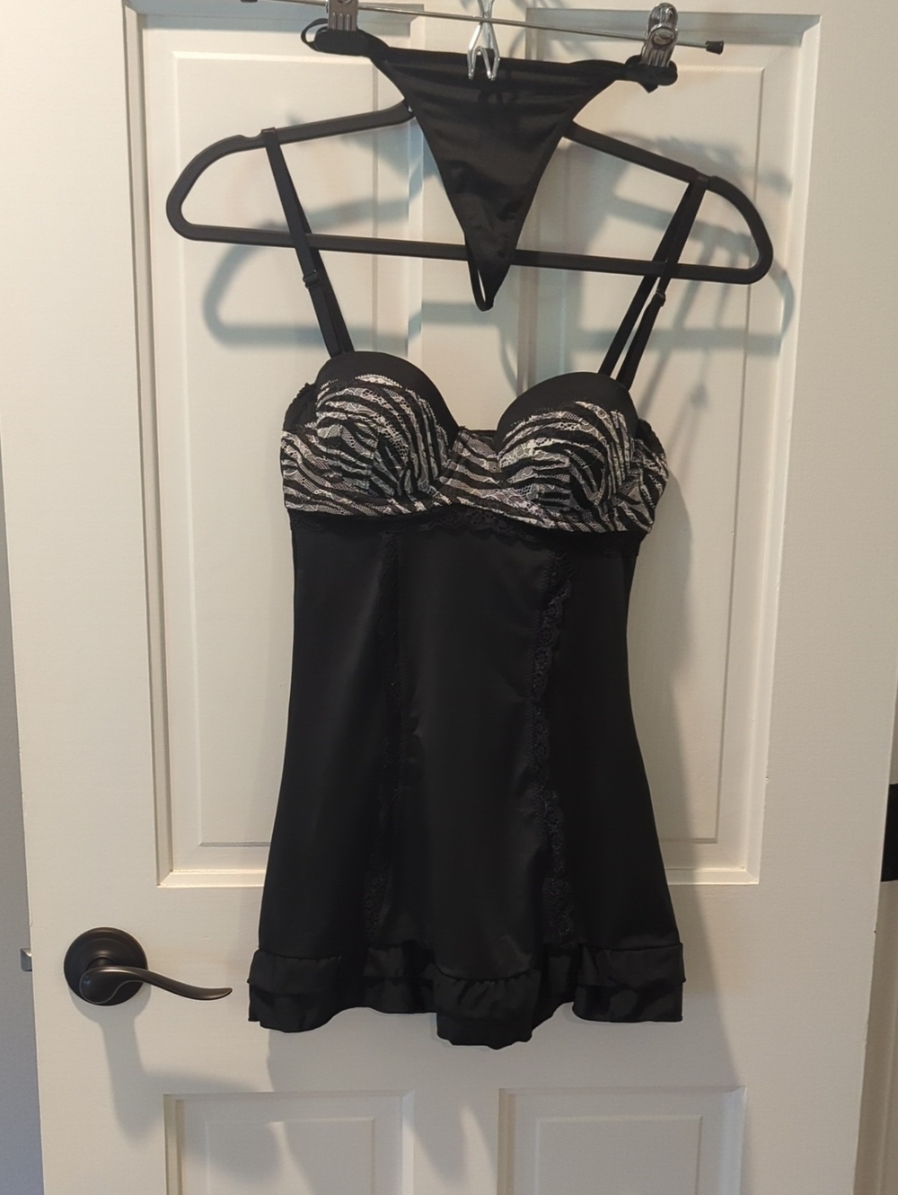 Rampage Black Chemise with Silver Zebra-Print Bust